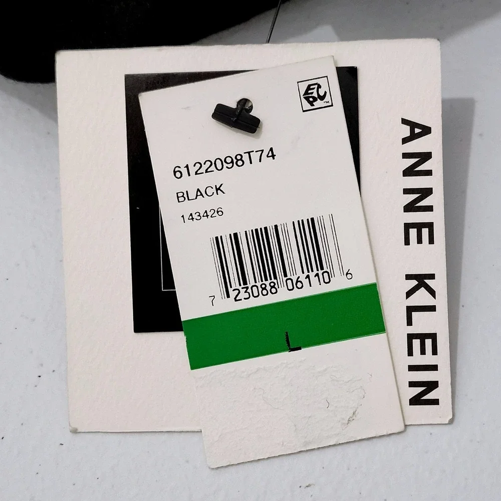 NEW Anne Klein Classic Double Breasted Pea Coat Womens Large Black‎ Wool Blend